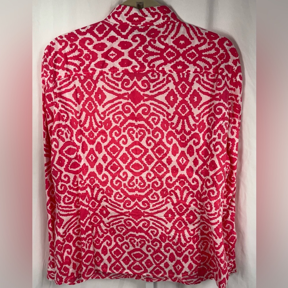 Jones New York Sport Fuchsia & White Tab Sleeve Blouse Shirt Top, XL - Picture 7 of 7